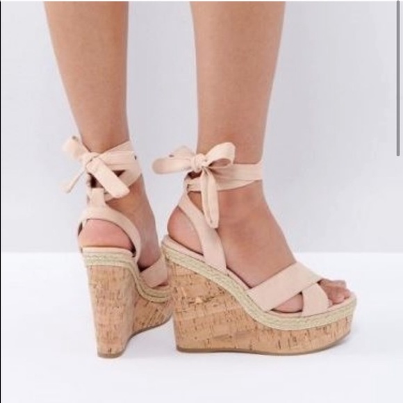 ASOS Tambourine Tie Leg Wedges - Picture 2 of 7
